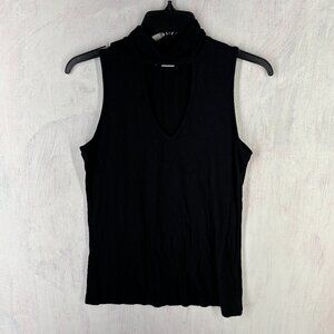 Only Nine Shirt Womens PS high neck key hole black sleeveless casual sexy